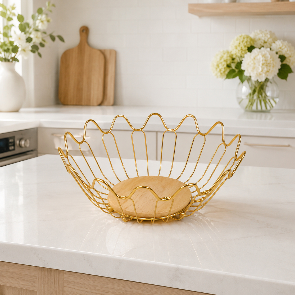 Fruteira de Metal 27cm Aramada Redonda