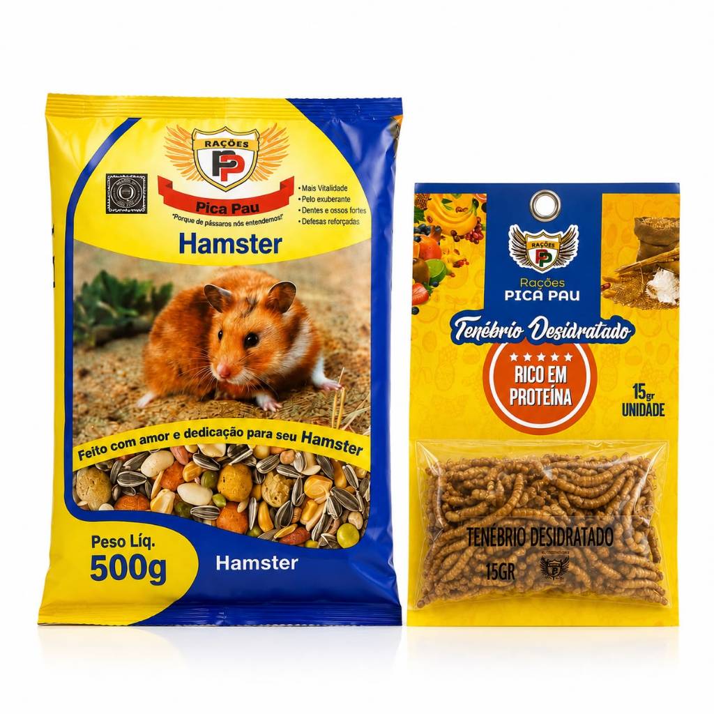 Mistura Para Hamster 500g Grãos Selecionados + Petisco para roedores hamster aves e répteis
