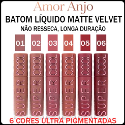 Amor Anjo Batom Matte - À Prova D'água, Longa Duração, Efeito Veludo e Hidratante