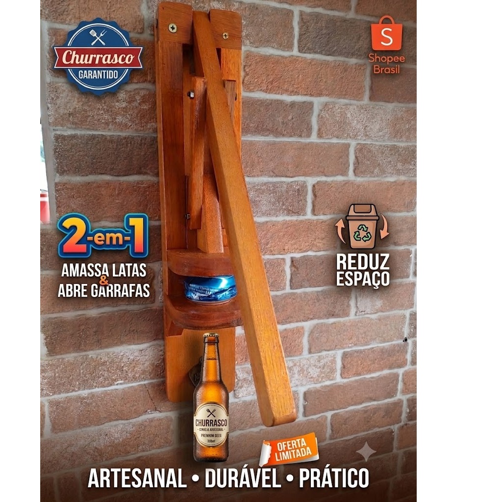 Amassador de latinha com abridor de garrafa — imagem 2 de 2