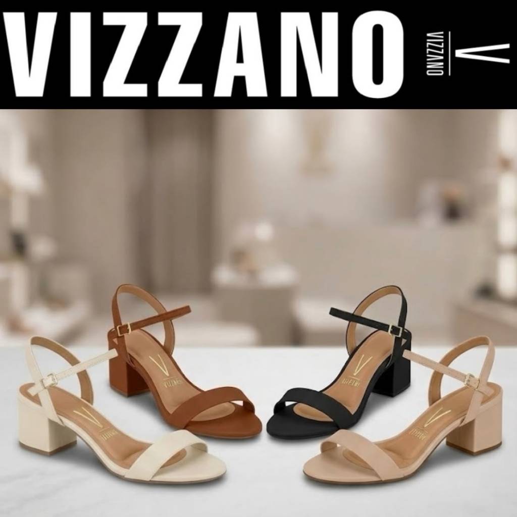 Sandália Feminina Vizzano Básica Salto Bloco Grosso Confortável Original