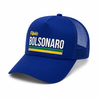 Boné Flávio Bolsonaro  Trucker com Tela Ajustável Estampa Brasil Unissex