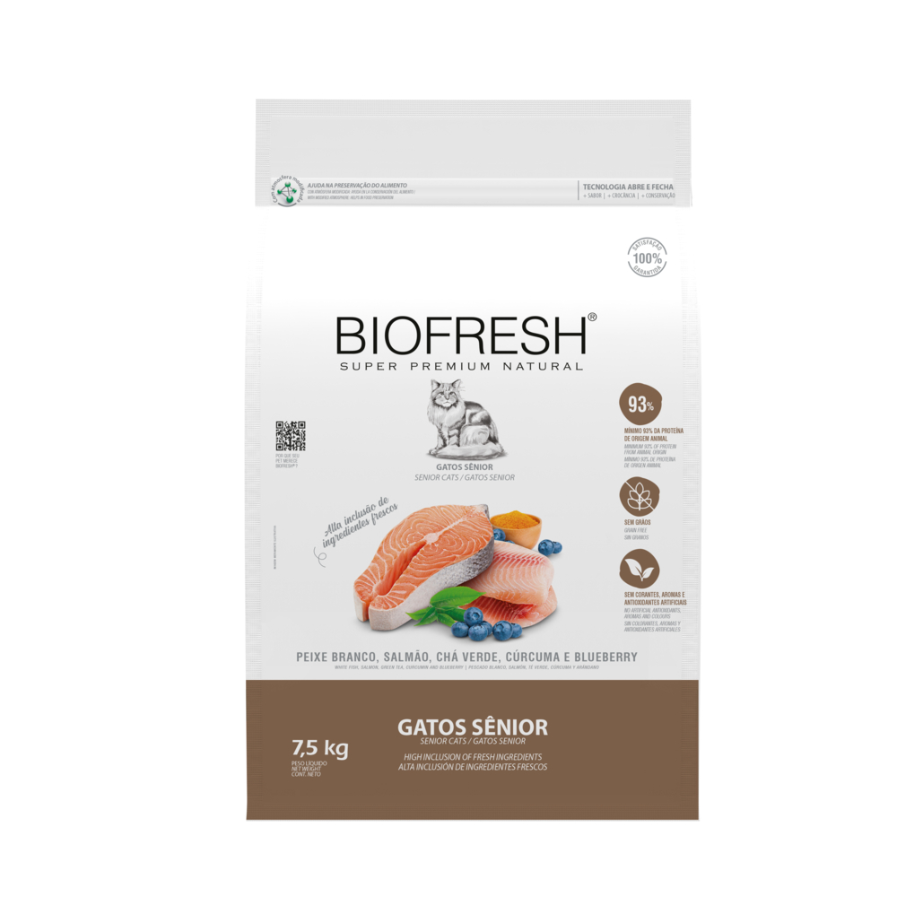 Ração Biofresh Para Gatos Sênior Peixe Branco 7,5kg