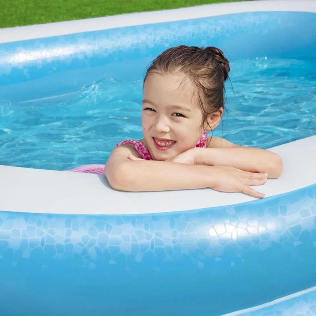 Piscina Inflável Retangular 778 litros Azul Familiar Resistente Infantil e Adulto Bestway · foto 2