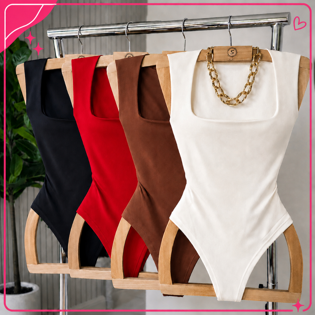 Kit4 Body Feminino Decote Quadrado Suplex + FAIXA de BRINDE — imagem 2 de 2