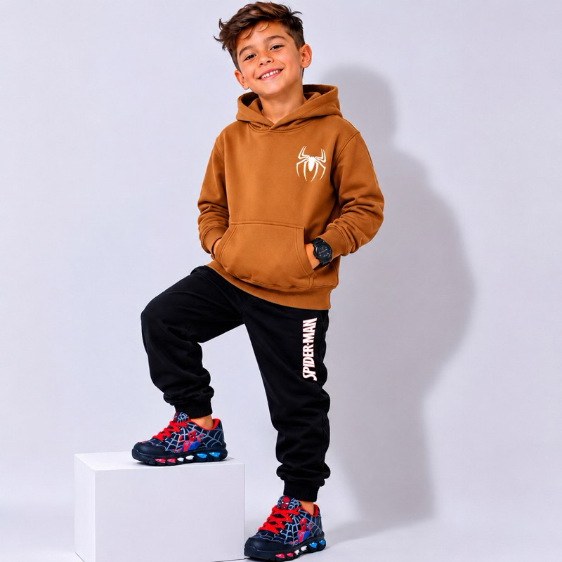 Conjunto Moletom Infantil Flanelado Homem-Aranha 2 ao 14 Anos Inverno Quentinho Estiloso lançamento