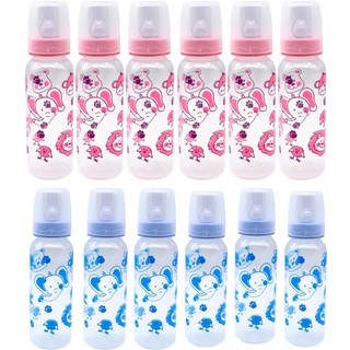 Kit 12 Mamadeiras Atacado Anplas 240ml Bico Redondo Rosa e Azul