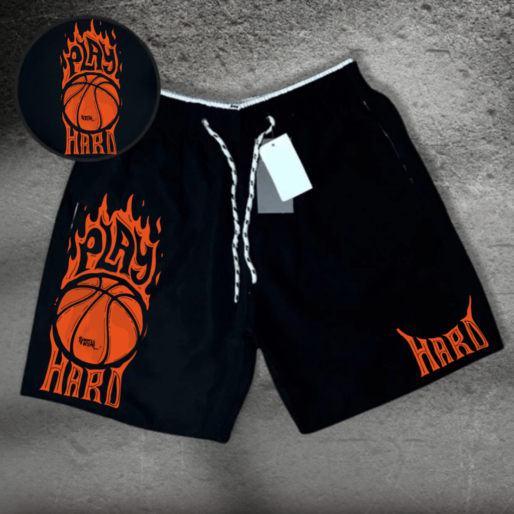 Short Tactel Elastano Masculino Premium Basquete - Play Hard-. Academia, Corrida, Esporte