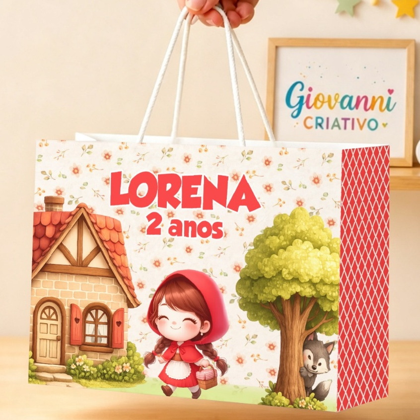 Kit de Sacolinhas Personalizadas CHAPEUZINHO VERMELHO | Lembrancinhas para Festa | "SACOLINHAS COLADAS"