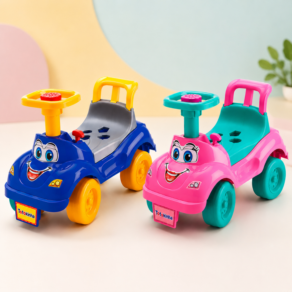 Carrinho de Passeio Totokinha Clássica Triciclo Andador Totoka Menino Menina Azul e Rosa - Cardoso