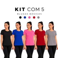 Kit 5 Camisa Tapa Bumbum Fitness Alongada Treino Academia Corrida Esportes