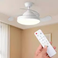 Ventilador de Teto Retrátil Luz Ajustável Silencioso Com Controle Remoto Moderno.