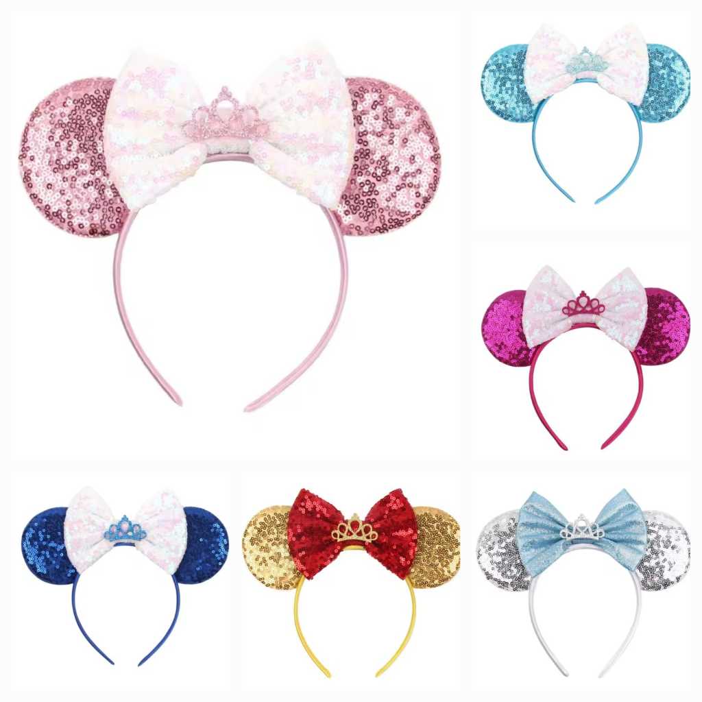 Tiara faixa arco laço coroa minnie orelhas paetê brilho luxo infantil adulto