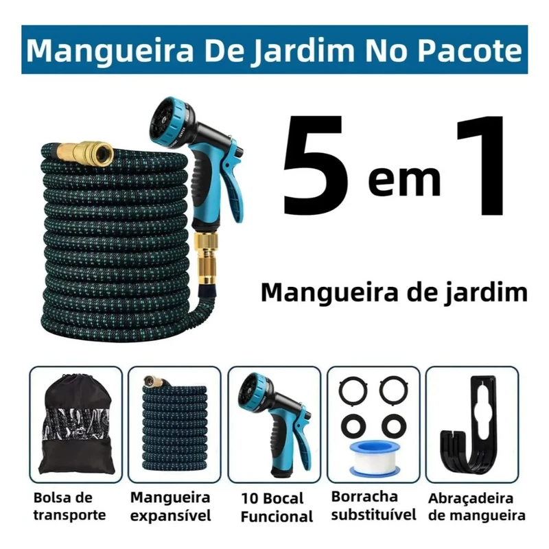 Mangueira de Jardim 30m Expansível em Borracha — foto 7