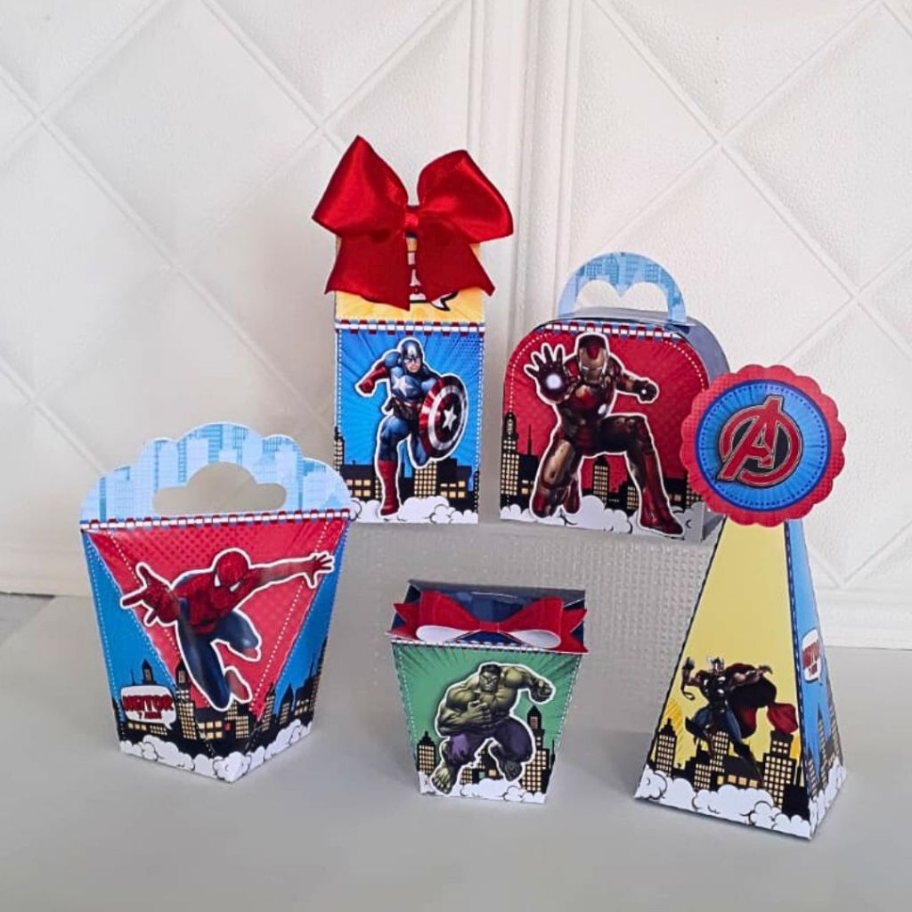 Kit Festa Vingadores Personalizada Lembrancinha Caixinhas Aniversário Infantil PEGUE MONTE