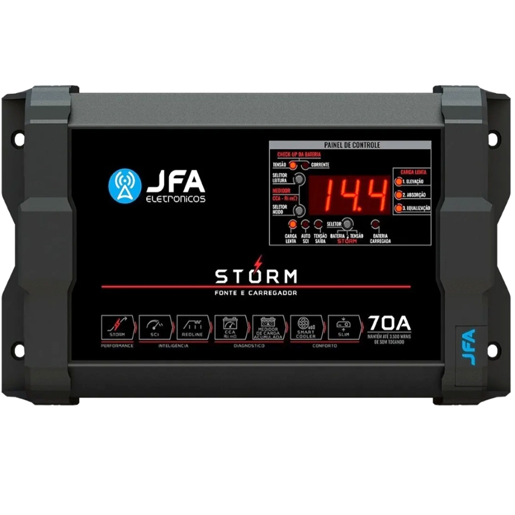 Fonte Automotiva Stetsom Storm 70A Bivolt Carregador Inteligente Carga Lenta SCI Slim