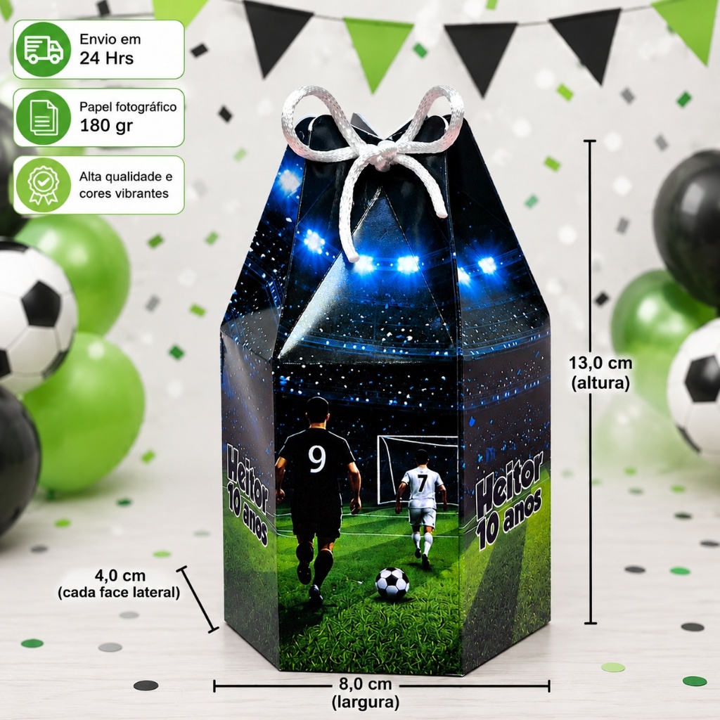 Kit caixinha Sextavada FUTEBOL | Lembrancinhas Personalizadas Festa Infantil aniversario
