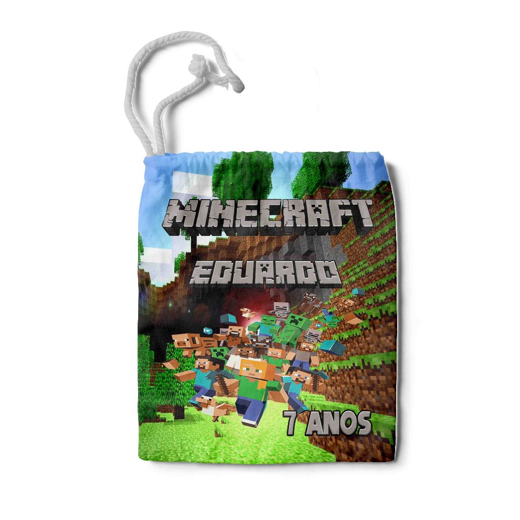 Kit Sacolinha Saco Saquinho estampa dois lados Lembrancinha Brinde Aniversario Personalizadas Encanto MineCraft
