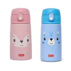 Garrafa Térmica de Inox 400ml Fisher Price Com Canudo de Silicone Original - Pacific