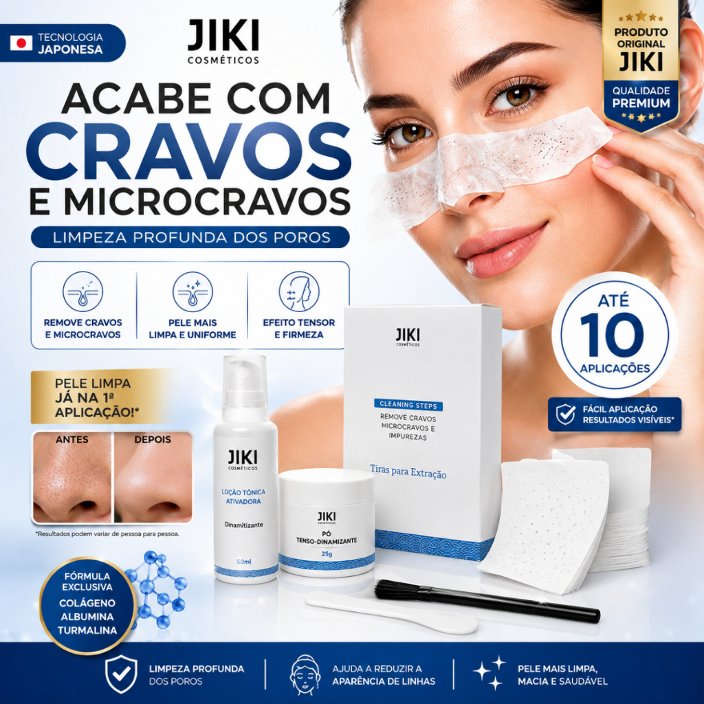 Máscara Remove Cravos JIKI | Limpeza de Pele Profissional Até 10 Aplicações Colágeno