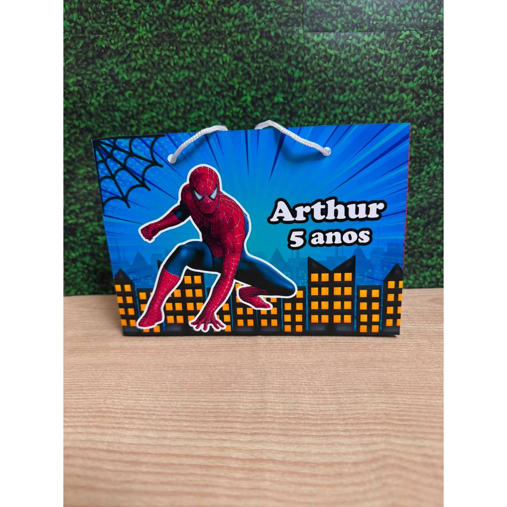 Sacolinha Surpresa G Homem Aranha Spider Man 1 Personalizada com nome Festa Infantil Chá Aniversário Lembrancinhas