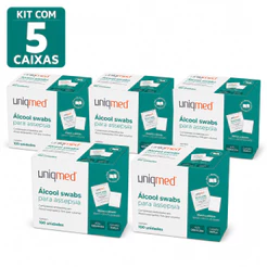Kit Alcool Swab 70% Saches Lencos Umedecidos Uniqmed