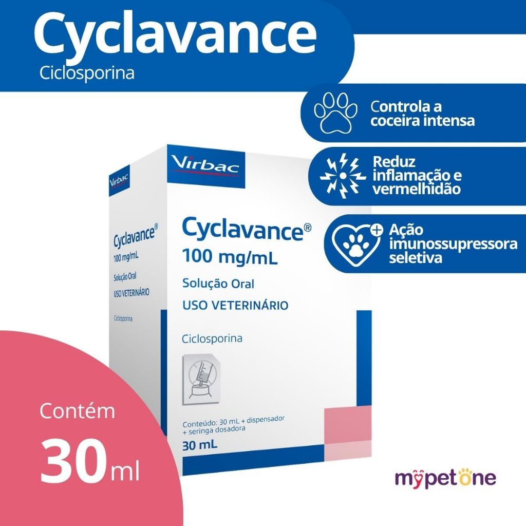 Cyclavance (30mL) 100mg/mL - Tratamento de Dermatite P/ Cães