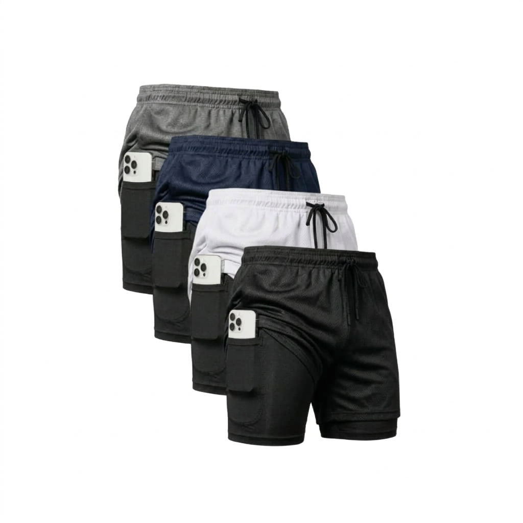Bermuda Shorts Esportivo Masculino 2 em 1 Premium com Elastano Casual, Academia, Corrida, Crossfit, Treino e Dia a Dia