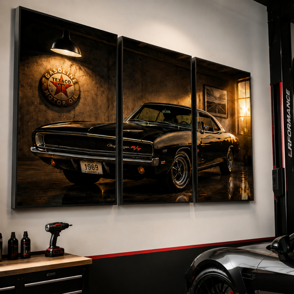 Quadro Carros Antigos Decorativo Oficina Garagem Clássicos Mustang Opala Charger Camaro Parede