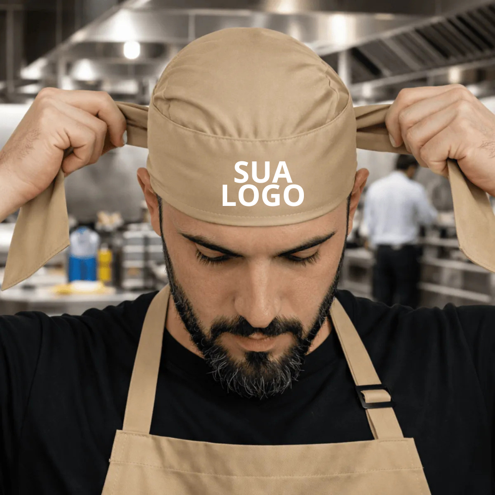 Toucas Personalizada Cabelo Cozinha Bandana Doma Chef Garçom Oxford - BASE BRAVO