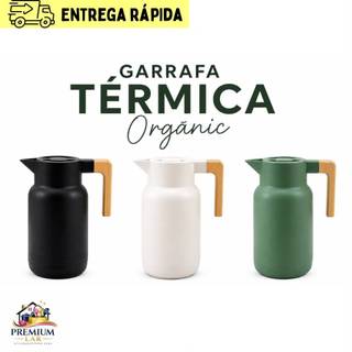 Garrafa Térmica 1 Litro Organic Cabo De Madeira 12h Quente.