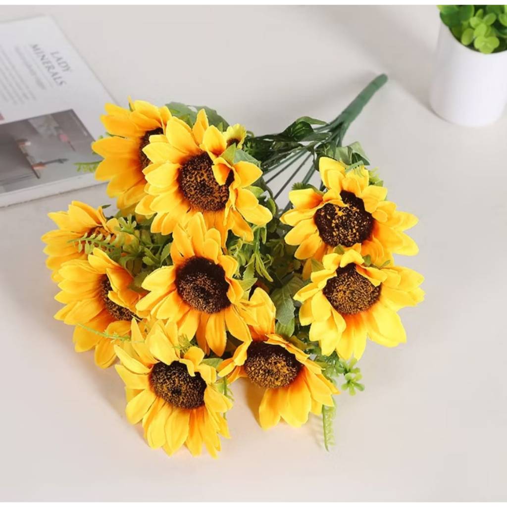 Buquê de Girassol com 5 Flores Grandes Decoração Casamento Arranjos Decorar Festas Casa