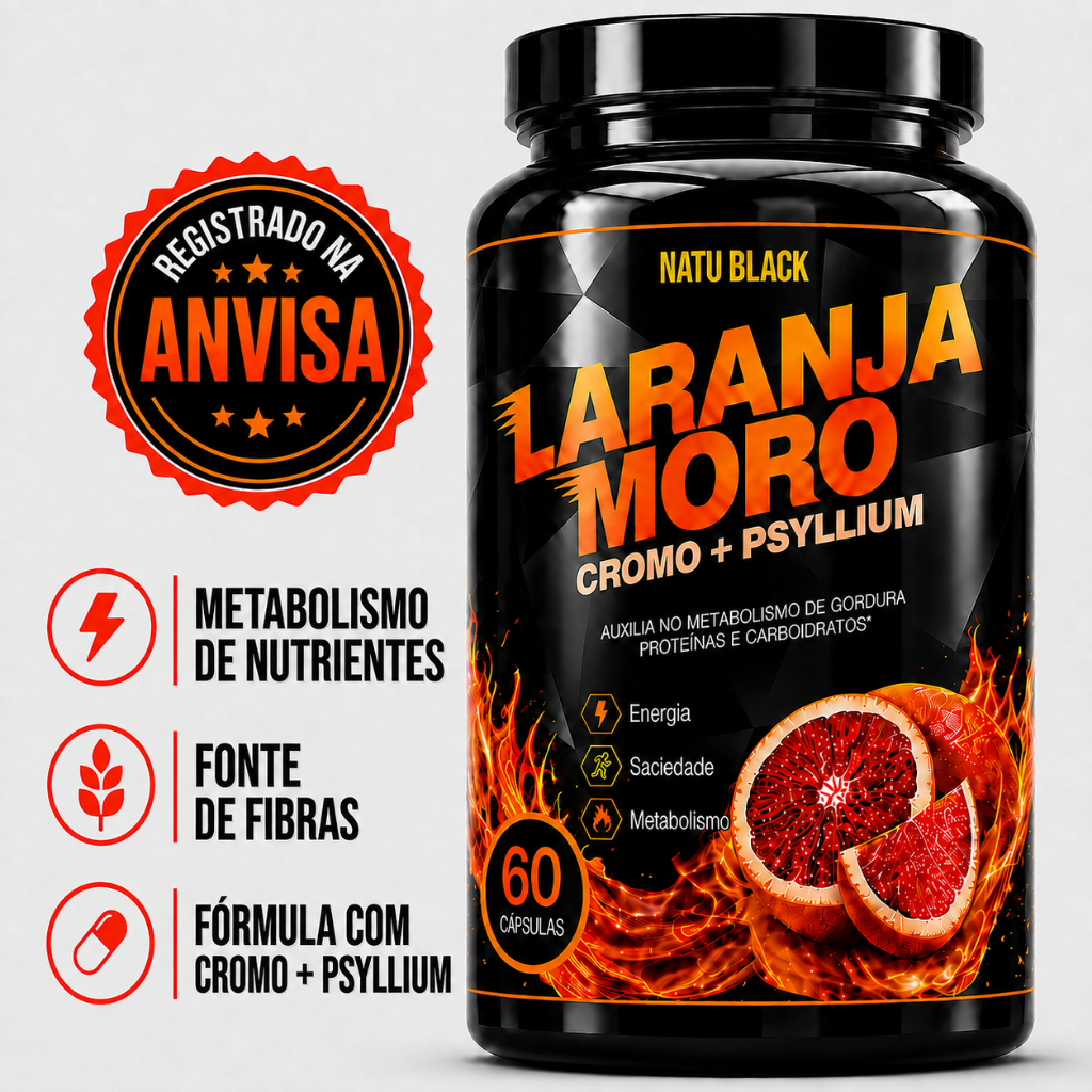 Laranja Moro Original Picolinato de Cromo + Psyllium - REGISTRADO NA ANVISA
