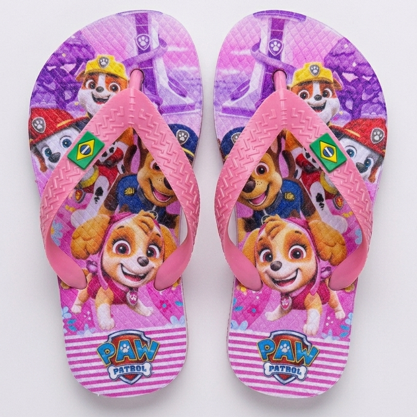 Chinelo Infantil Menina Desenho Personagem Patrulha Canina Resistente Confortável 25 Ao 32 Acessível