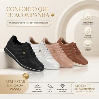 Tênis Modare UltraConforto Casual Feminino Confortável Cadarço Elástico Leve  Dia a Dia Original