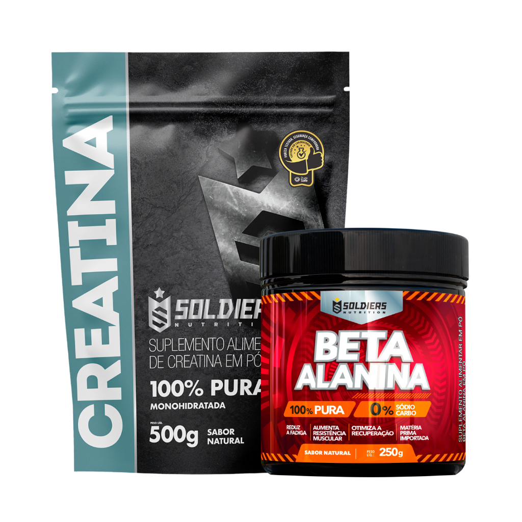 Kit Beta Alanina 250g + Creatina 500g 100% Pura - Soldiers Nutrition