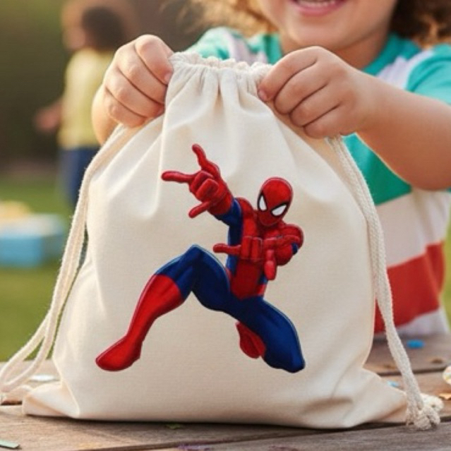 Saco Saquinho Personalizado desenho Aranha | Mochila Lembrancinha personalizada Festa/aniversário Infantil