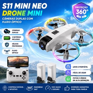 Drone S11 Mini Neo Câmera HD 4K Controle 2.4GHz Drone para Crianças Iniciantes Proteção 360° com Luz LED