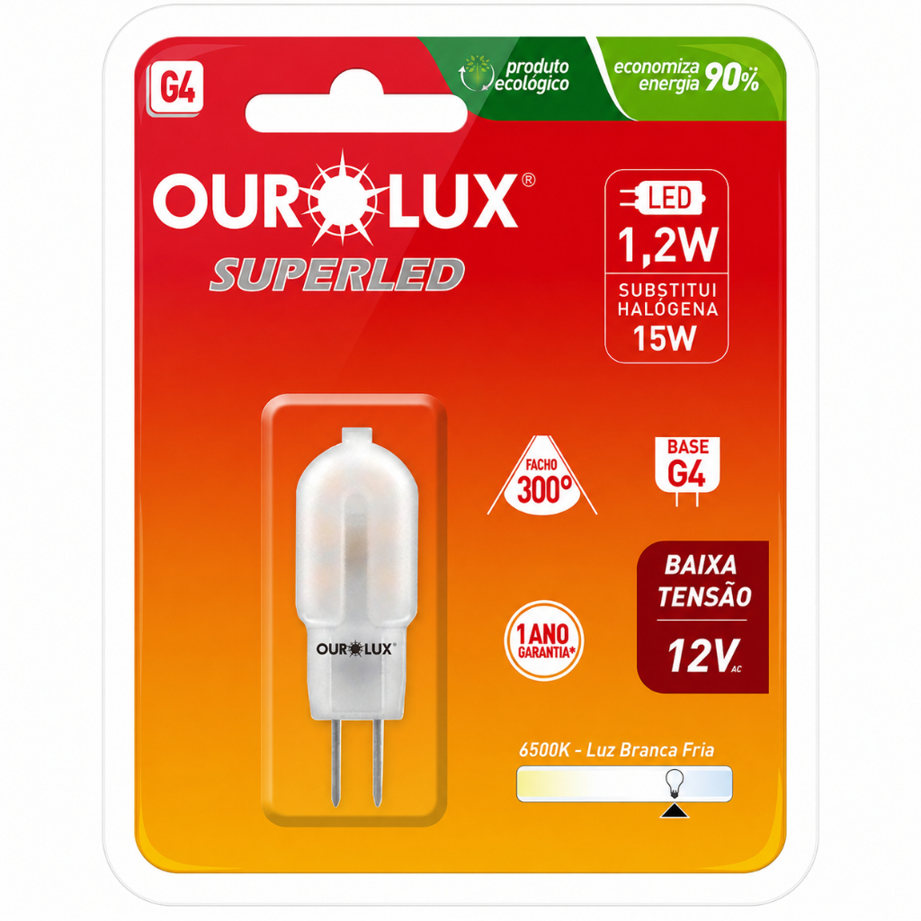 Lâmpada Superled G4 Bipino Ourolux 12v 6500k Branco-frio