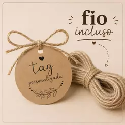 tag personalizada redonda em papel kraft com sua arte, 300 incluso fio, para lembranças e decorações 30/50/100/150/200