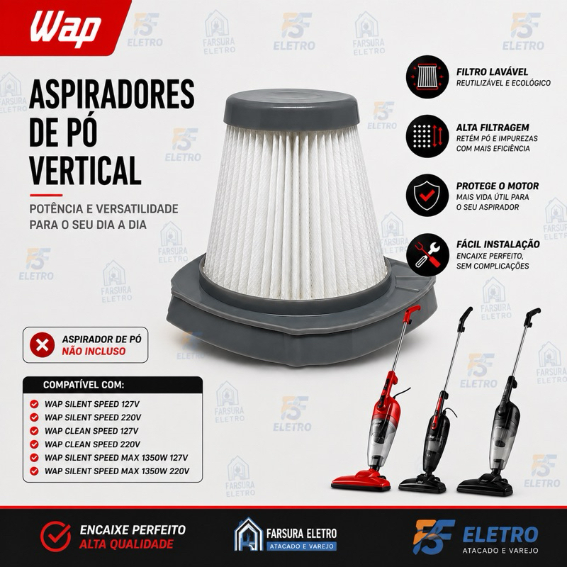 FILTRO HEPA ORIGINAL P/ ASPIRADOR WAP SILENT SPEED / SILENT SPEED MAX / CLEAN SPEED