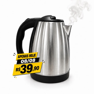 Chaleira Elétrica Inox 1,8L 220V Conferir voltagem de sua regiao Base 360° Desligamento A…