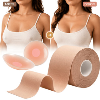 Sutiã Rolo Adesivo + Protetor De Mamilo Adesiva Sutia Tapa Peito Sutian Fita Levanta Seios Boob Up Tape Bico Invisível