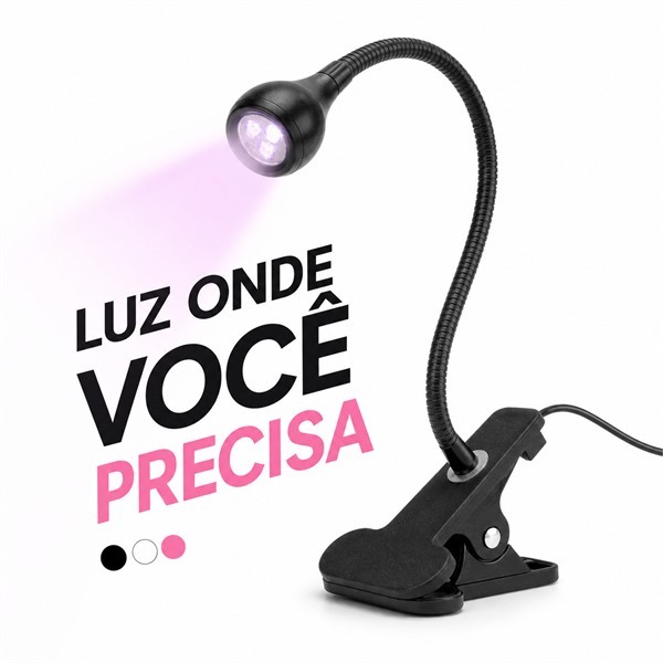 Luminária LED com Clipe, Haste Flexível e Luz Direcionável para Leitura, Estudo, Trabalho, Mesa, Cabeceira e Artesanato