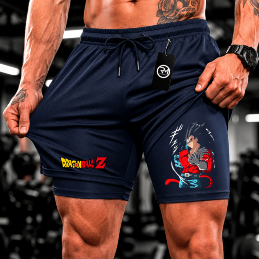 Bermuda Dragon Ball Compressão Academia Corrida Estampada Treino Masculina Short Fit Elastano Qualidade Premium