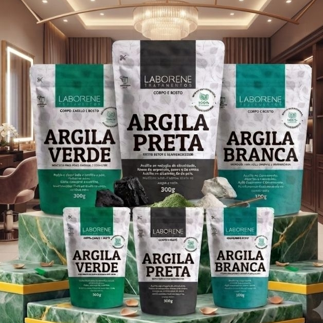 ARGILA EM PÓ 100g ou 300g - Rosto, Corpo e Cabelo - laborene