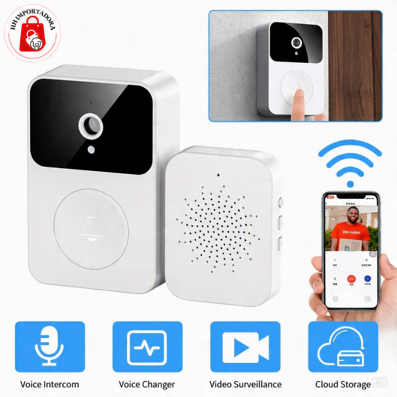 Campainha Com Câmera Vídeo Porteiro Sem Fio Wi-Fi HD Inteligente Smart Home