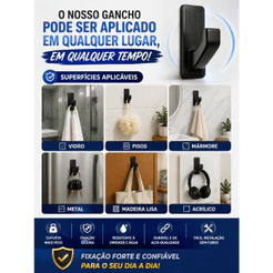 4 Gancho Adesivo Sem Furo Dupla Face Pendura Toalha Parede Banheiro Cozinha Porta Organização Casa