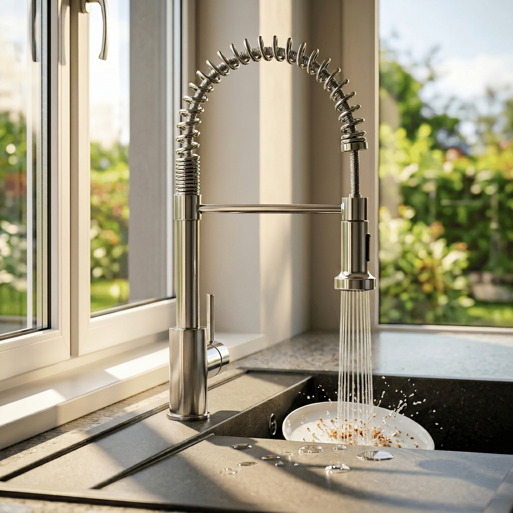 Torneira Lopazzi Cozinha Gourmet Misturador Quente Frio Bancada Gira 360 Dois Jatos Alta Qualidade Design Moderno Luxo