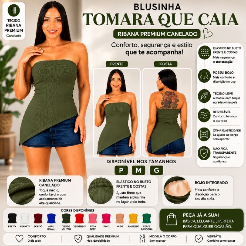 Kit 2 Blusinha Tomara que Caia Com Bojo Assimétrica Malha Canelada Ribana Fenda Regata Tendência Charmosa Elegante